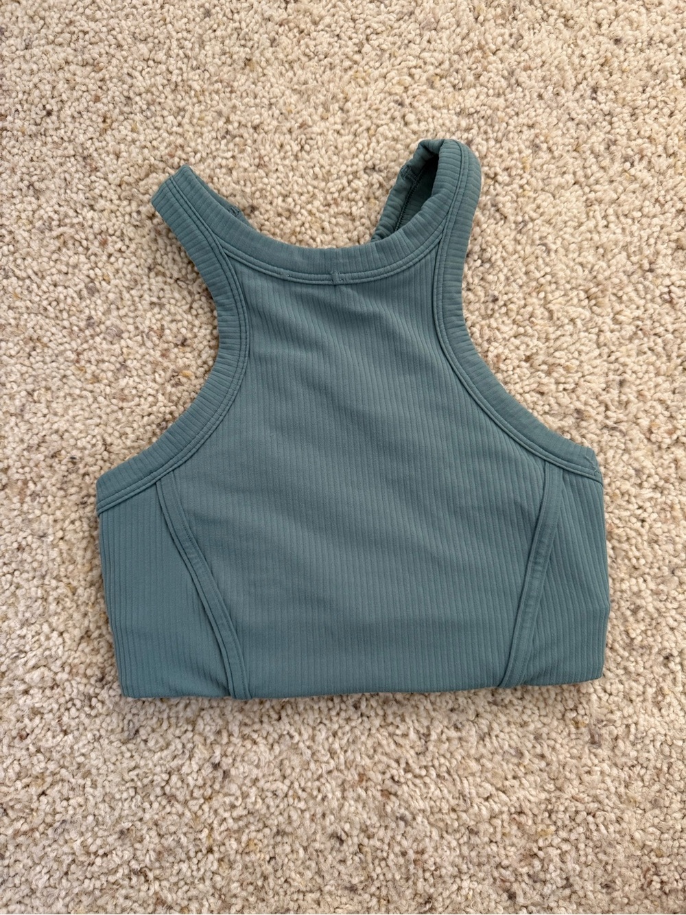 lululemon athletica Ribbed High-Neck Sports Bra in Sage Green